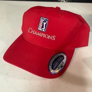 Brand new AHEAD Performance Mid Fit PGA Tour Champions Red Velcro Back Golf Hat